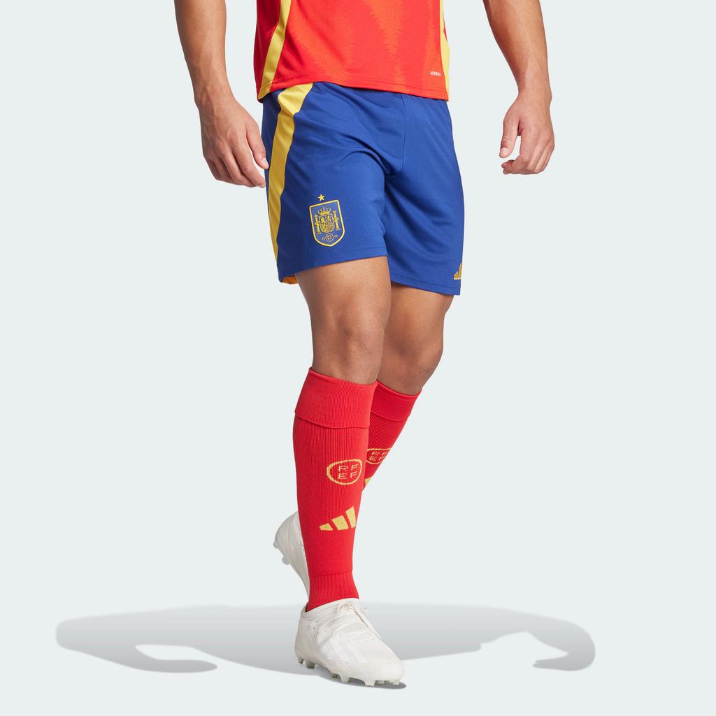Adidas Spain 24 Home Shorts Embroidered Logo Two-Tone Straight Soccer Pants Fan Edition Men Bottoms Victory-Blue IW8150