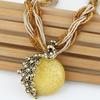 Bohemian Women Rhinestone Inlaid Peacock Round Faux Opal Pendant Necklace Gift