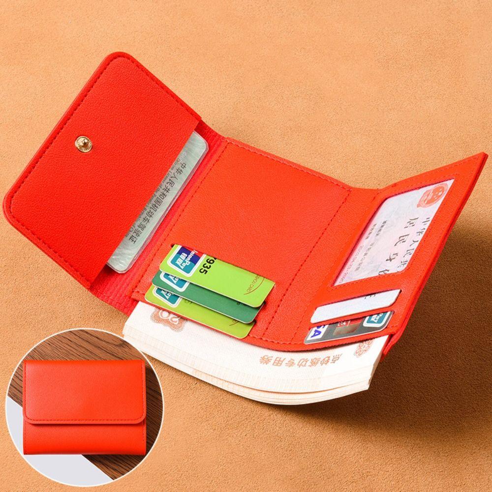 Multi-card Slot Solid Color Portable Leather Card Case Universal Bank Card Credit Card ID Bus Card Holder Travel Card Organizer