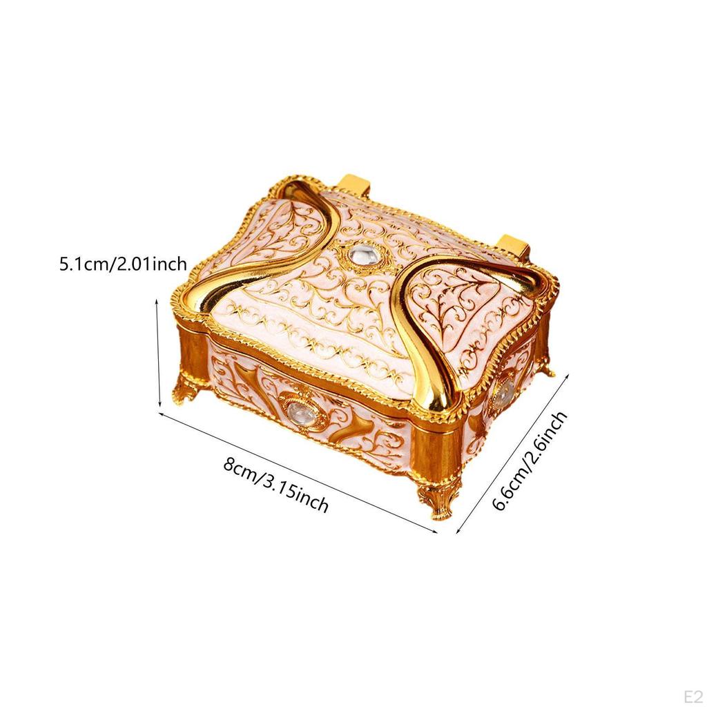 Metal Jewelry Box Case Container Dresser Vintage Style Trinket Storage Organizer Keepsake
