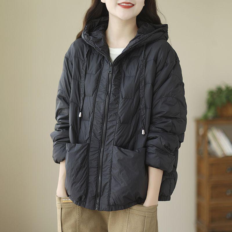 Damen Kapuzen Leichte Daunenjacke - Kurz Einfarbig Modisch Warmer Wintermantel 2025