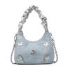 Butterfly Small Cloud Shaped Pu Bags Handbag Ruched Detailing Strap Shoulder