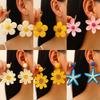 Summer Flower Starfish Dangle Earrings Women Handmade Raffia Dopamine Vacation Style Exaggerated Boho Beach Accessories