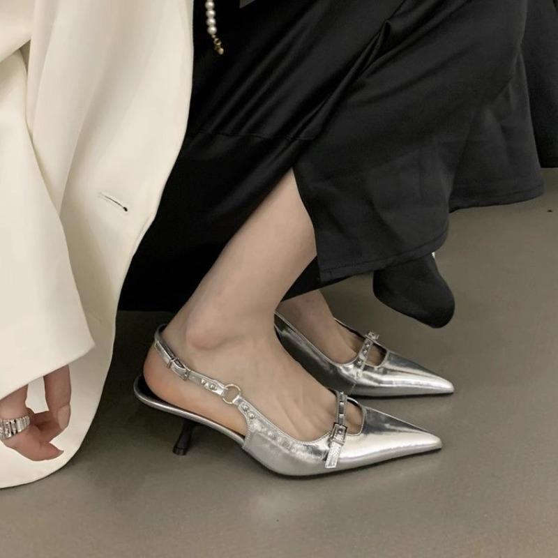 BCEBYL Moda Punta Acuta Tacco a Spillo Bocca Bassa Nuovi Sandali Estivi Sexy Eleganti Casual Scarpe da Donna con Tacco Basso Zapatos Mujer