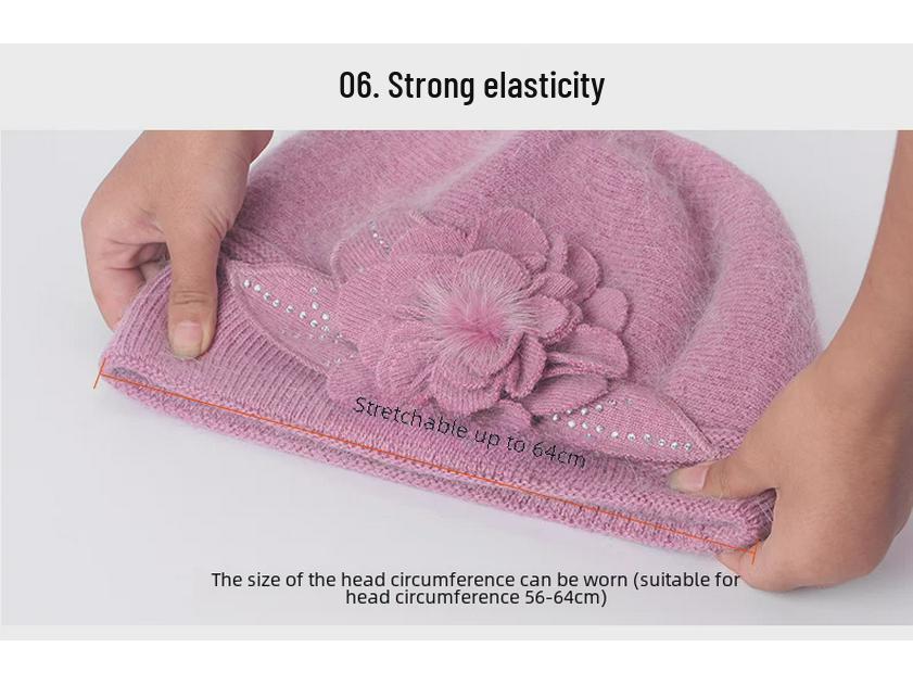 Women's Warm Wool Knitted Hat with Earmuffs - Korean Style Winter Rabbit Fur Hat