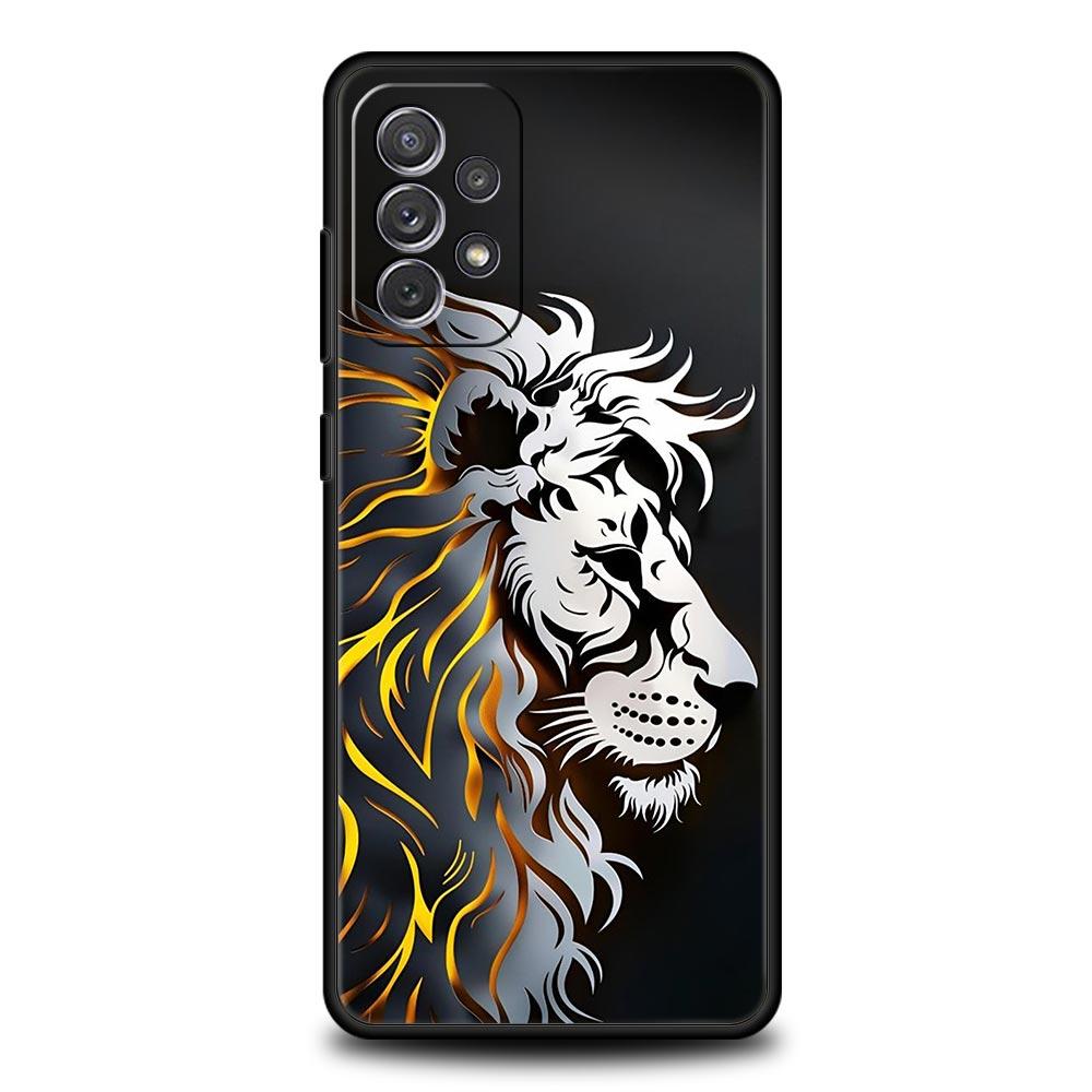 Cross Pattern Bicolor Lion Phone Case for Samsung Galaxy A55 A35 A17 A07 A15 A13 A25 A51 A71 A72 A73 A32 A52 A52S A41 Soft TPU