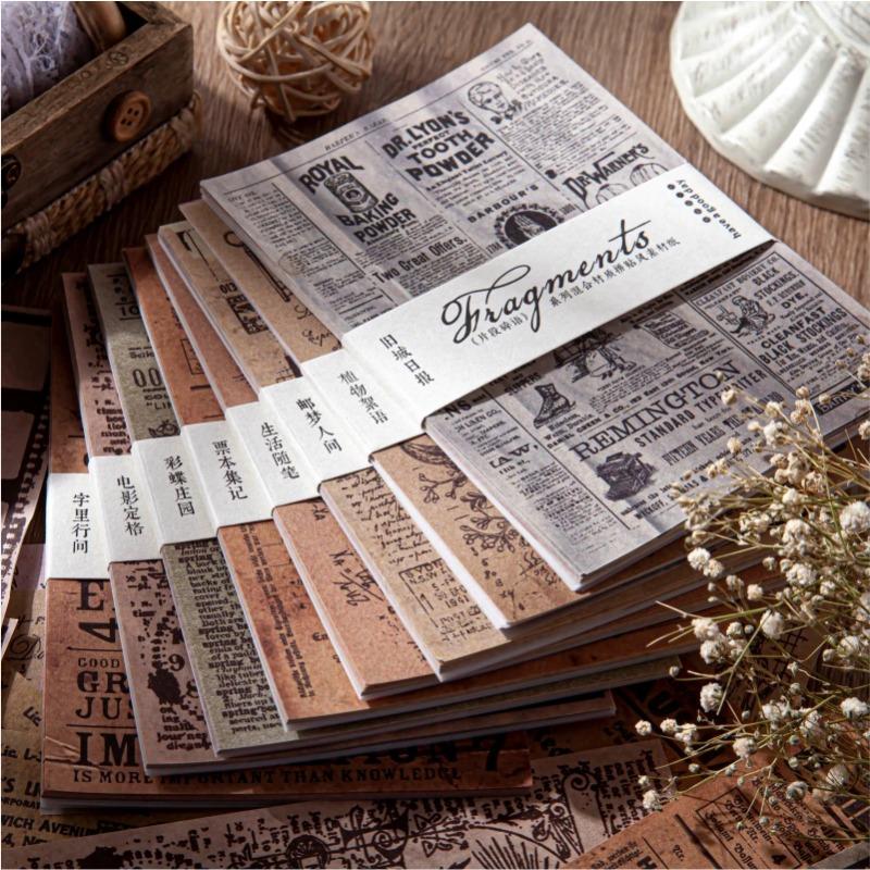 30pcs/pack Vintage Style Material Paper for Decorative Scrapbooking Diary Album Lable Journal Planner Scrapbook Stickers
