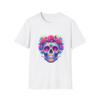 Buntes Totenkopf-Blumen-T-Shirt, Tag der Toten Shirt, Unisex Halloween