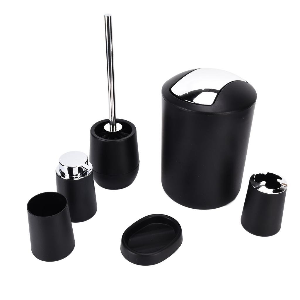 6Pcs Set Bathroom Accessories Set Electroplating Toothbrush Holder Trash Can Kit for Home