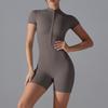 Tuta Corta da Donna con Zip Manica Corta Collo Alto Body Shorts