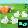 Adorable Glow In The Dark Fat Rabbit Figurine Resin Cute Diy Terrarium Decor Accessories