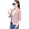 Summer Women Thin Blazer Jacket  New Korean Single Button 3/4 Sleeve Short Jacket Coat Lady Office Blazers Outerwear 3XL