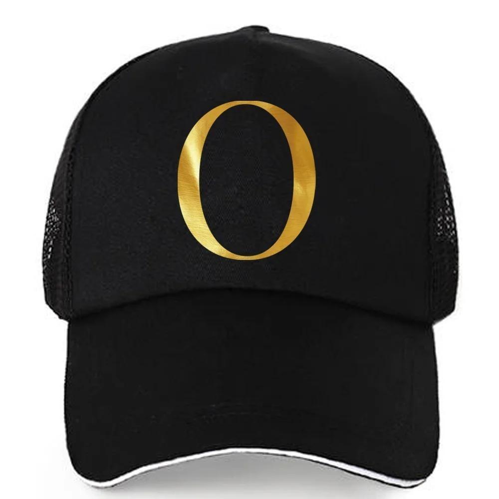 1pc AmaBe Hip-Hop Baseball Cap with Golden Letter Print, Adjustable Hook & Loop Closure, Breathable Mesh Back, Lightweight Stret