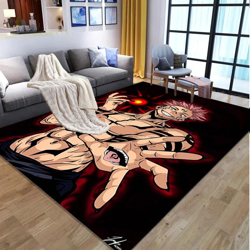 Jujutsu Kaisen Pattern Rug, Indoor/Outdoor Mat, for Picnic, Gameroom, Bedroom, Office, Living Room, Home Decor Carpet, Birthday Gift