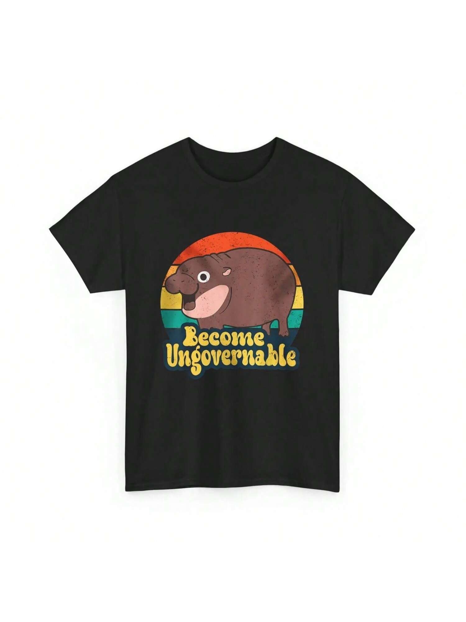 Become Ungovernable Funny Baby Hippo Moo Deng Saying T Shirt S разноцветный