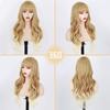 LISI HAIR Long Brown Wig with Bangs, Light Brown Wavy Wigs for Women, Synthetic Natural Wavy Long Brown Hair Wig for Daily Use