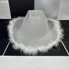 Plush Brim Cowboy Bucket Hat Pink Silver Panama Hat New Fisherman Cap  for Camping Hiking