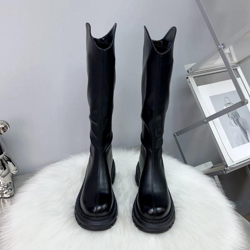 Women Boots Knee High Chelsea Boots for Women Mid Heels Motorcycle Goth Shoes Trend Fashion Designer Women Botas