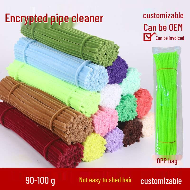 Encrypted Pipe Cleaners: Dense, Thickened 8mm White Strips with Mixed Colors for Handmade DIY Bouquets