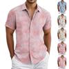 Men's Vintage Button Down Bowling Shirts Shhort Sleeve Summer Beach Shirt