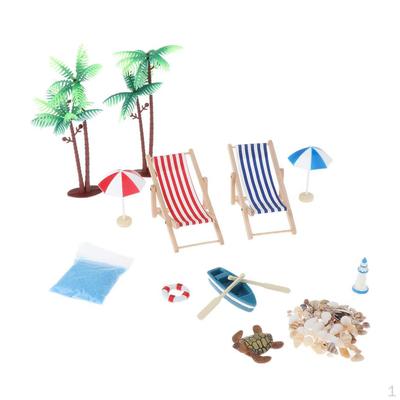 12 Adet Dollhouse Plaj Aksesuarları Mobilya Kiti Bahçe Avlu Yüzme Havuzu Dekorasyonu Kendin Yap Süsler Pasta