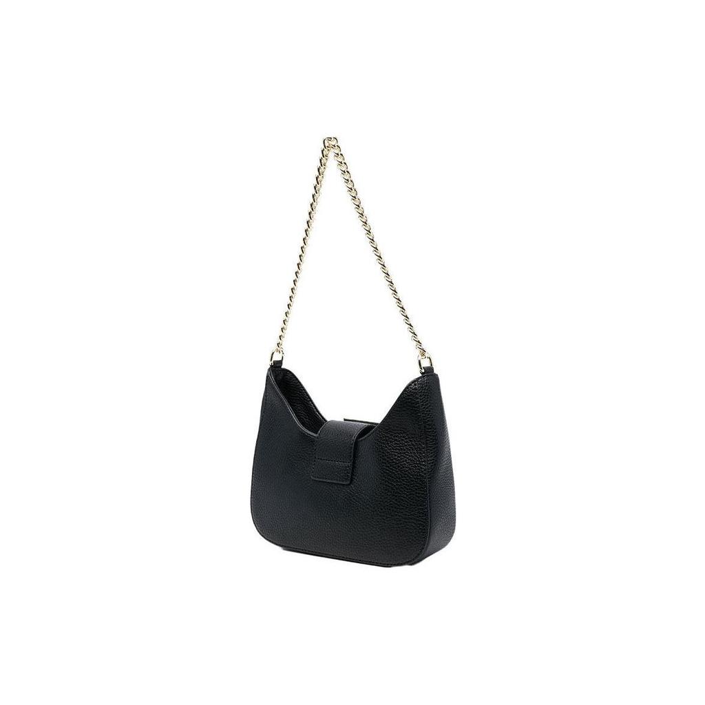 Versace Jeans Couture Baroque Carved Logo Buckle Grain Leather Shoulder Bag Women Shoulder Bag Black 74VA4BF5-ZS413-899