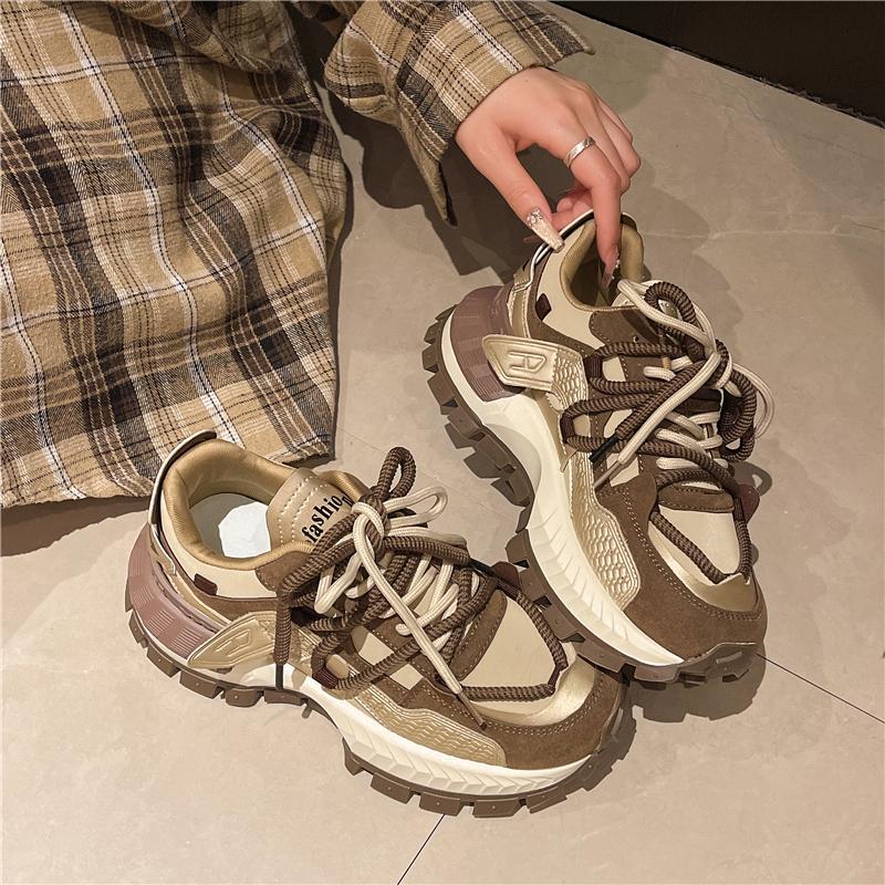 2024 Autumn New Vulcanized Shoes Women Mixed Colors Design Casual Shoes Versatile Trend Lace Up Sneaker Women's Sport Shoes