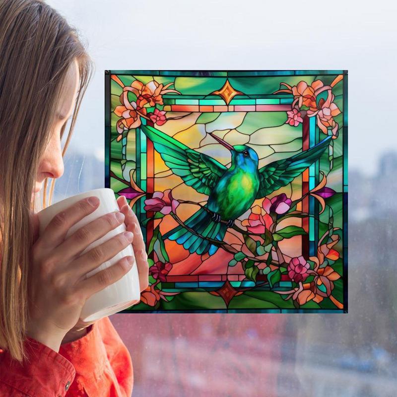 Hummingbird Window Decals Non-Adhesive Warning Sticker Double-Sided Design Decoration Tool For Home School Dormitory And Hotel