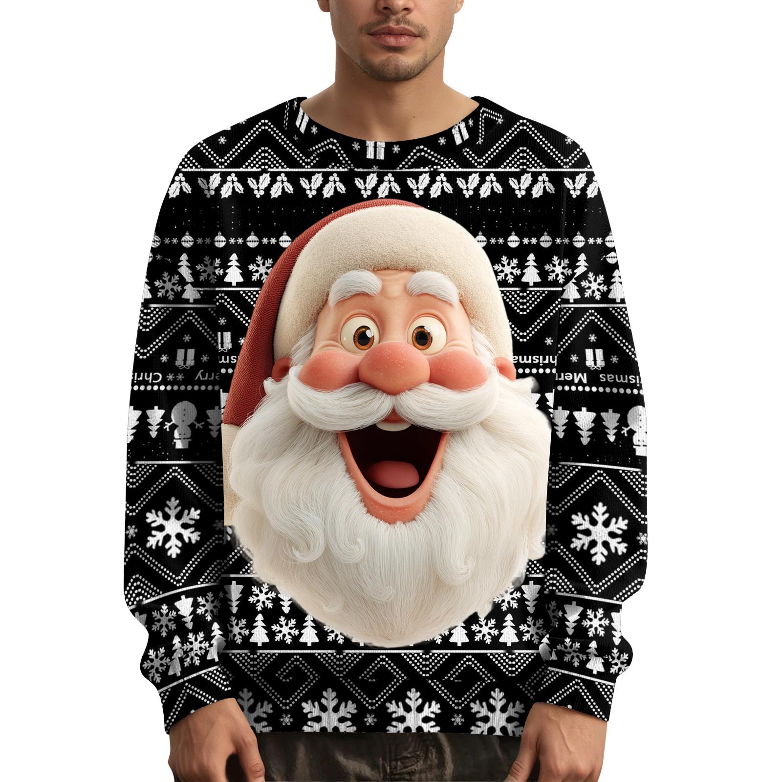 

Мужской рождественский свитер с принтованным воротником M