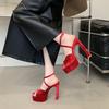 2025 Summer Peep Toe Platform Wedges Women Gladiator Sandals Sexy Ankle Strap Velvet 15cm Ultra High Heels Banquet Shoes