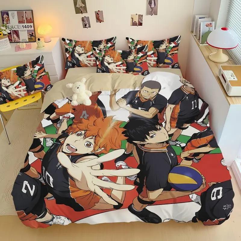 Cartoon Anime Haikyuu Bedding Set Volleyball Boys Duvet Cover Set 3D Printed Quilt covers  Single Double Bed Linen for Teens