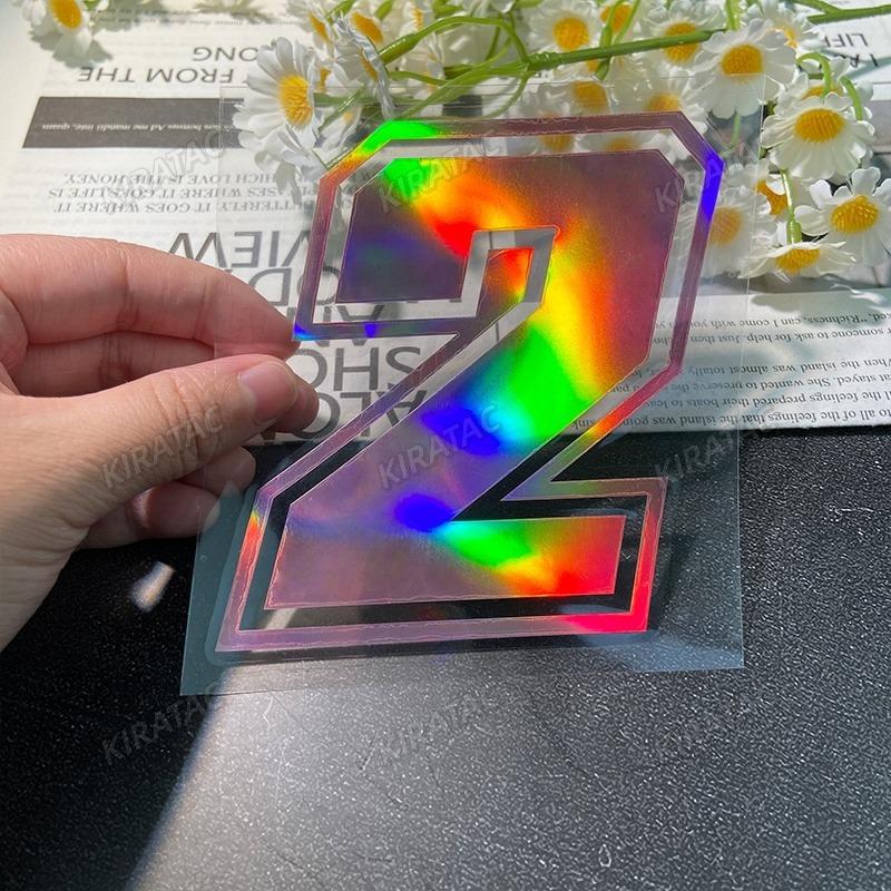 1PC 0to9 Arabic Numerals Pink Laser Motorcycle Stickers Waterproof for Motorbike Front Fairing Fuel Tank Scooter Vinyl Decals