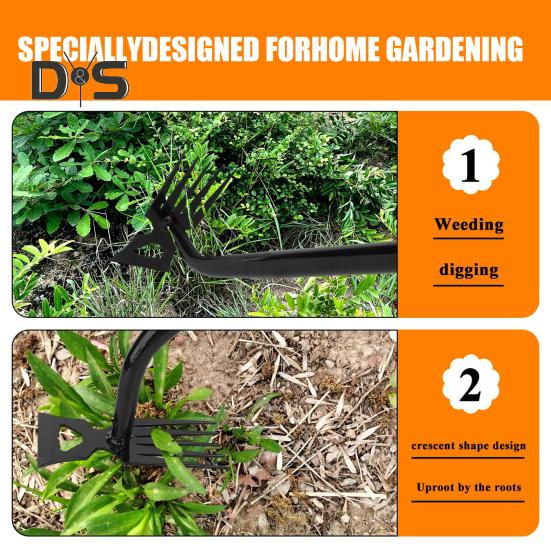 Nástroj na vytrhávání plevele s ergonomickou protiskluzovou rukojetí Design s 5 zuby Snadno se čistí Multifunkční nástroj na odstraňování plevele na uvolnění půdy