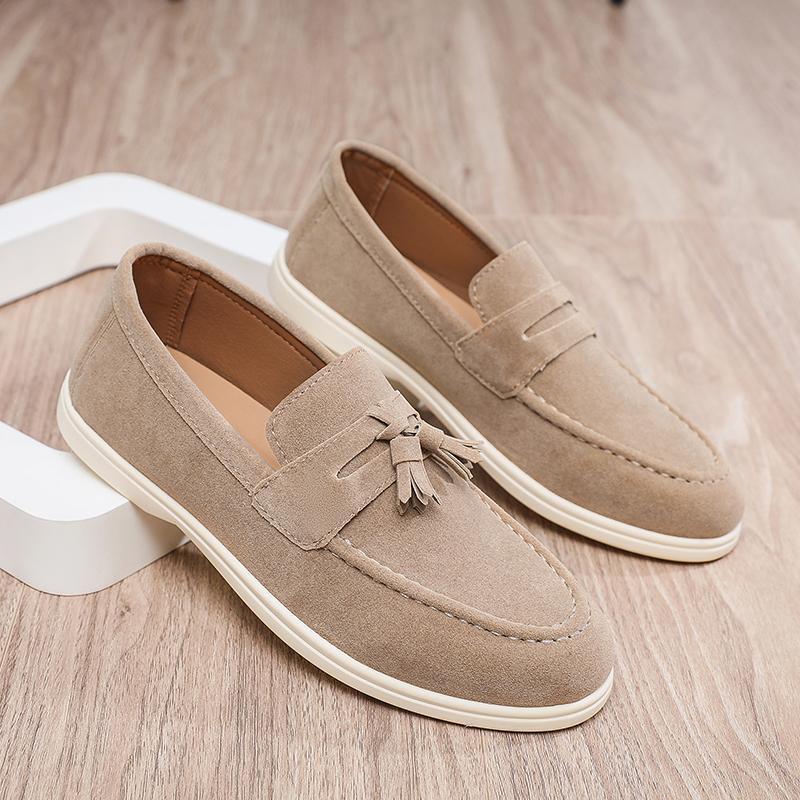 Popular autumn new one-pedal fringed men's loafers board shoes casual sports flat-bottomed breathable trendy shoes