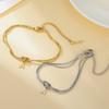 Stainless Steel 26-Letter Bracelet & Anklet with Double-Layer Knotted Snake Bone Chain