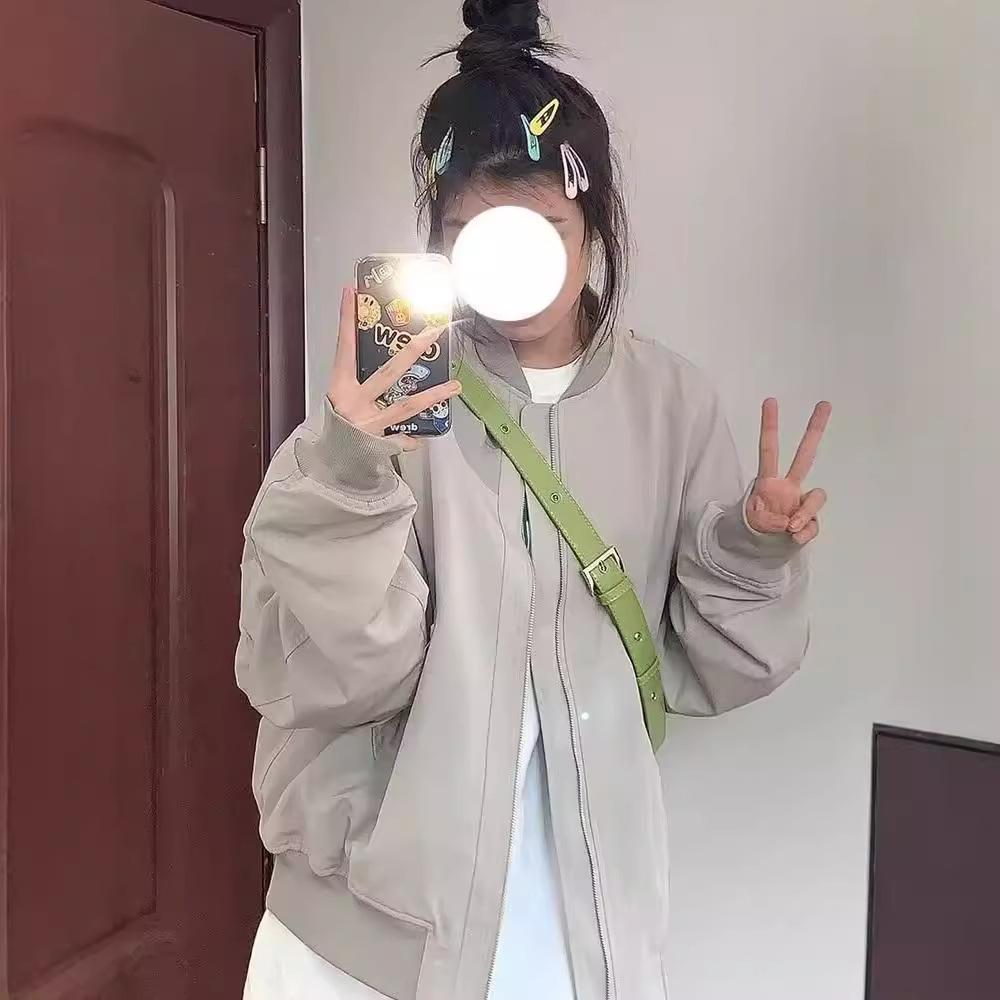 Bomber Jacket Design Sense Niche Street Solid Color Baseball Uniform Autumn Winter Women's Retro Jacket Women