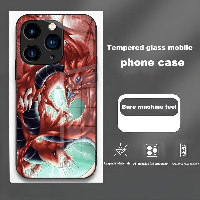 Dark Yu Gi Oh Fall prevention for IPhone 15 Pro Max 14 13 12 11 X XS XR 5 6 7 8 Plus 2020 2022 SE Tempered glass phone case