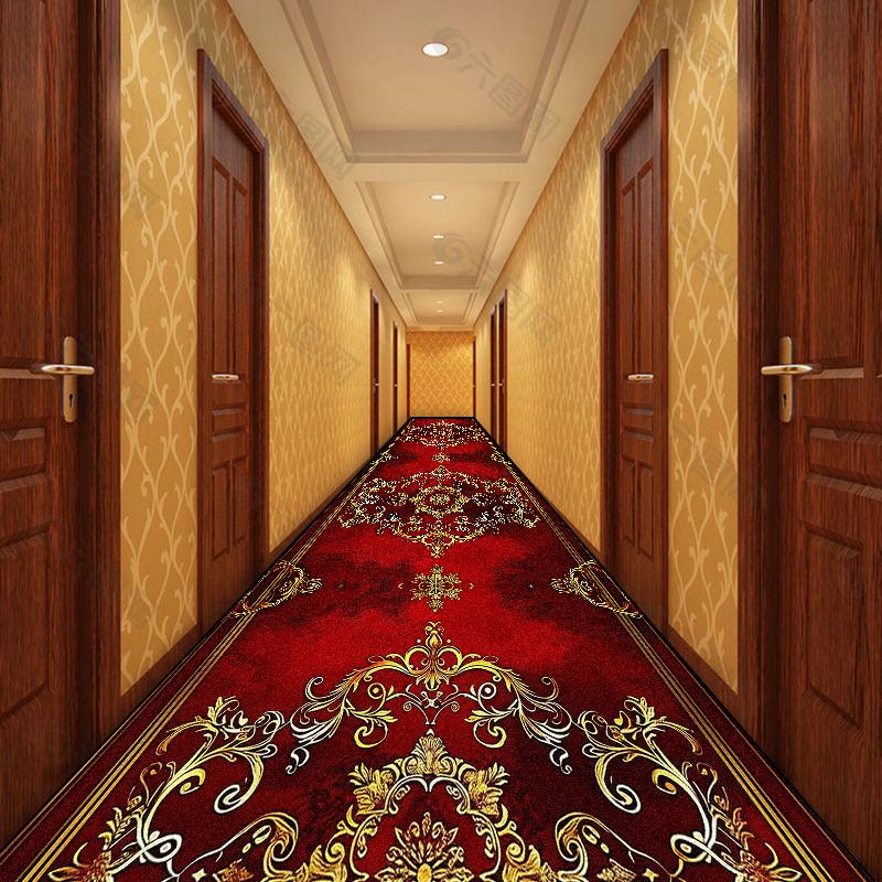 Gorgeous Retro European Decoration Home Carpet Runner Red Long Corridor Rugs Non-slip Stairway Carpets Luxury Doorway Floor Mats