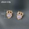 Cute Diamond Zircon Owl Earrings - Small, Exquisite Animal Design for Women