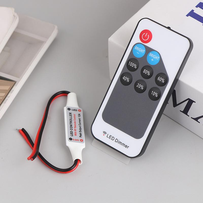 1Pc Mini Led Single Color Dimmer With Rf 9-Key Remote Dc 5V-24V 6A 5050 2835 Strip Lights Constant Voltage Pwm Signal Controller