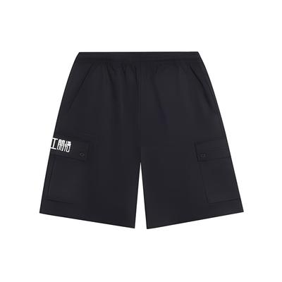 Li Ning Sports Lifestyle Series Solid Color Text Straight Leg Casual Shorts Men Shorts Black AKSS313-2