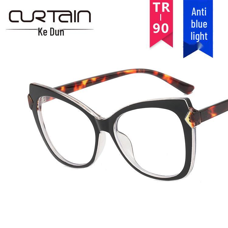 TR90 Colorblock Cat-Eye Anti-Blue Light Eyeglass Frame, 2022 European & American Trendy Style Glasses.