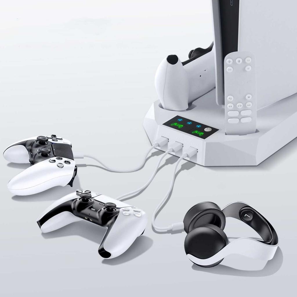 PS5 PS5 Pro Slim Koelstandaard DE/UHD Ventilatorbasis met Dubbele Controlleroplader voor Sony PlayStation 5 Accessoires