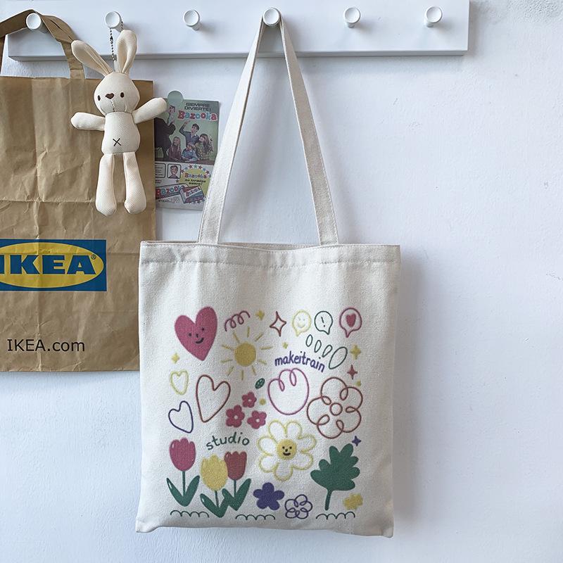 Korean Style Cute Canvas Handbag - Women's Summer Shoulder Bag with Zipper