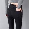 Jeans en velours noir pour femmes, nouveaux pantalons d'automne et d'hiver taille haute et fins moulants serrés élastiques épaissis