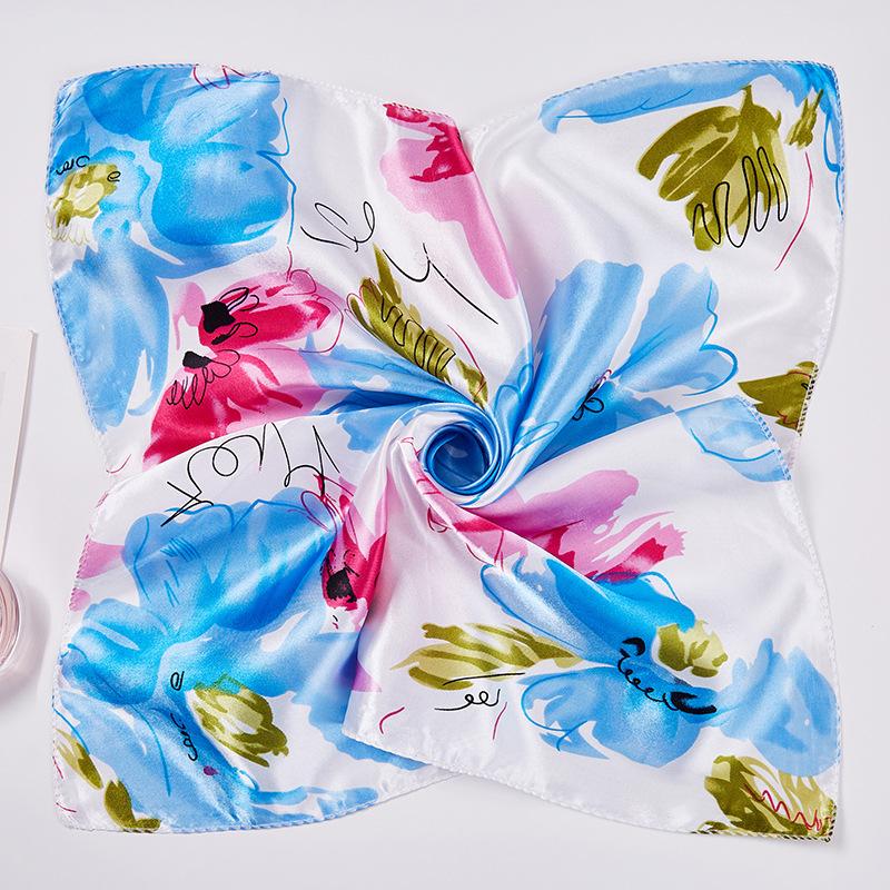 Light Luxury 50Cm Small Square Scarf Chain Printed Silk Scarf Women'S Thin Neck Protection Scarf Cheap Silk Scarf Gift