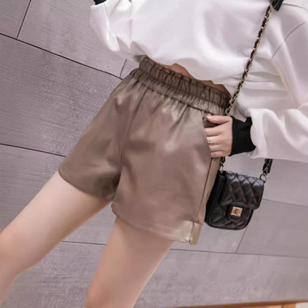 Women's High Waist PU Leather A-Line Shorts - Autumn/Winter 2025 Collection