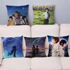 Anime Your Name Pillow Covers Cartoon Sofa Decorative Home Double-sided Printing Short Plush Cute Cushion Cover