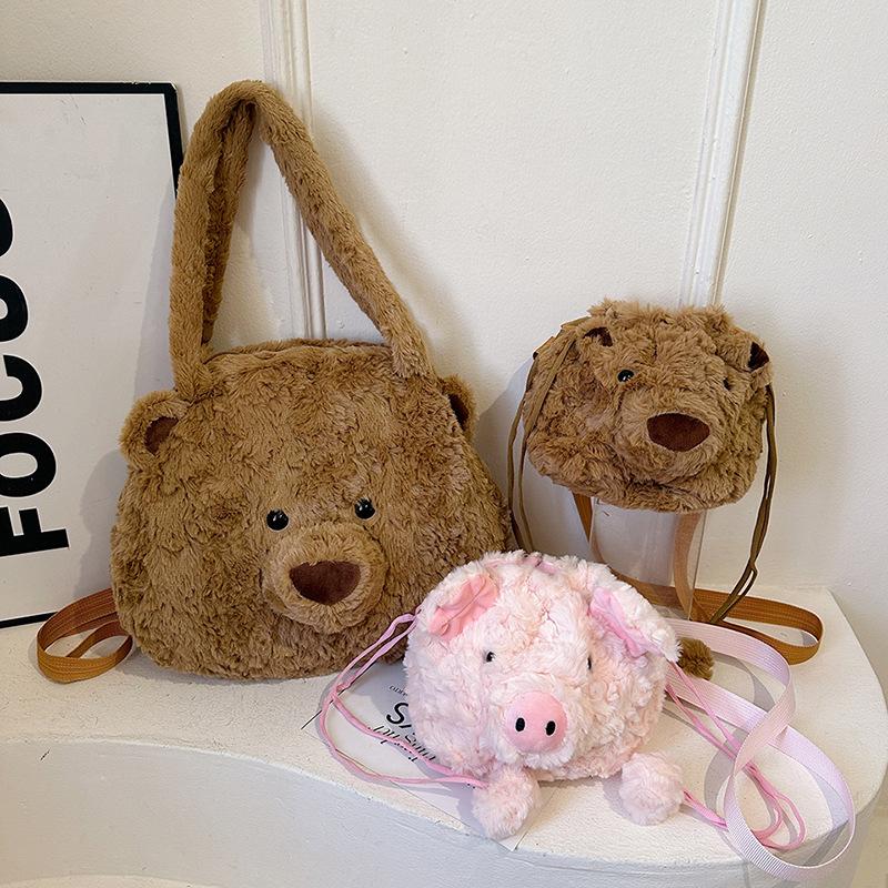 Neue frische Mädchen Mode Umhängetasche rosa Schwein Puppe Tasche Nischen Design vielseitig niedlich Plüschtasche