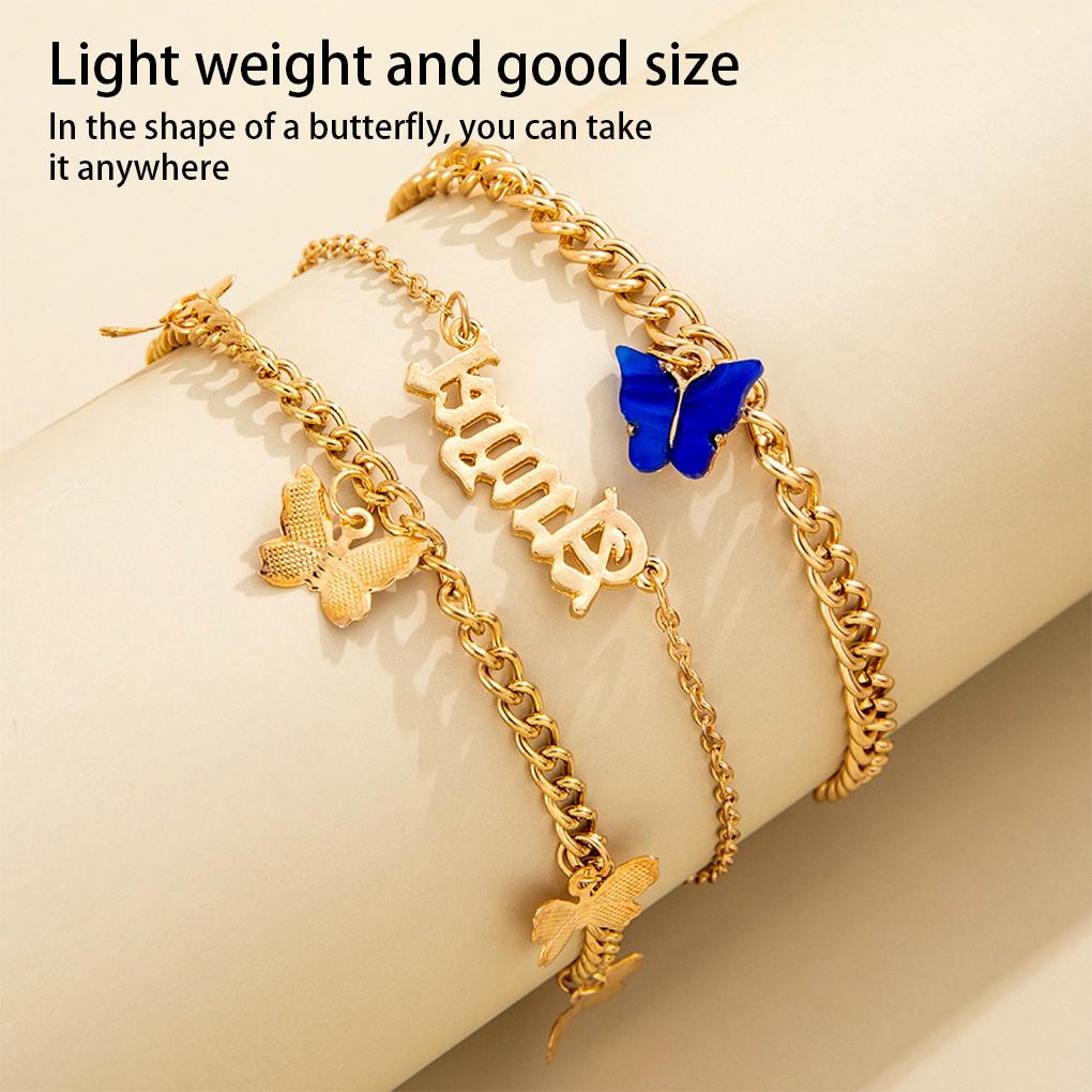 3 Pieces Fashion Anklets Foot Jewelry Sandals Barefoot Decorations Fashionable Women Accessories Adorable Alloy Jewelries